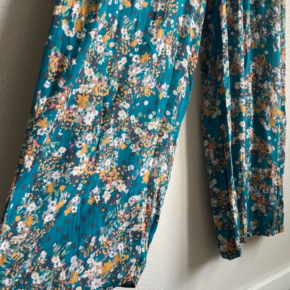 Anthropologie Kachel Teatime Silk Viscose Blend Floral Jumpsuit Wide Leg sz 8 - Picture 6 of 14